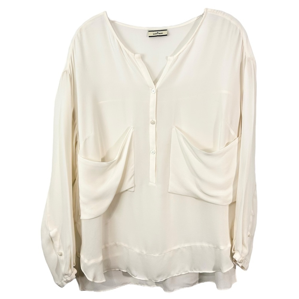by Malene Birger Kalra Silk Blend Button Front Blouse Ivory size Eu. 36 or US SM